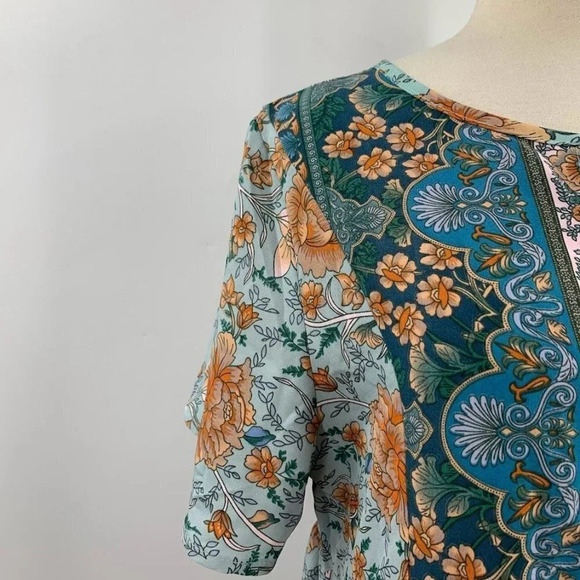 Kara and Kate Women's Floral Button Front Short Sleeve Dress Size L NWT - Picture 4 of 12